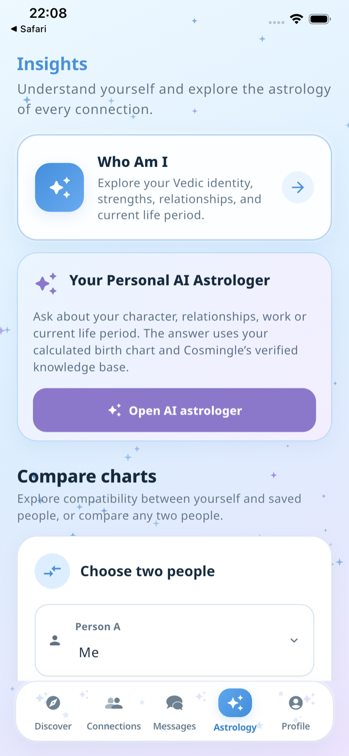 Cosmingle astrology insights screen