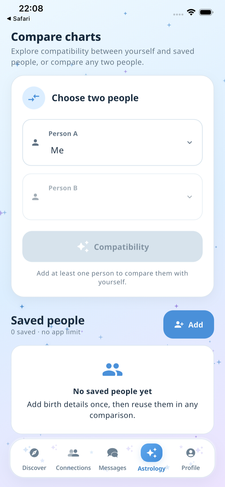 Cosmingle compare charts screen