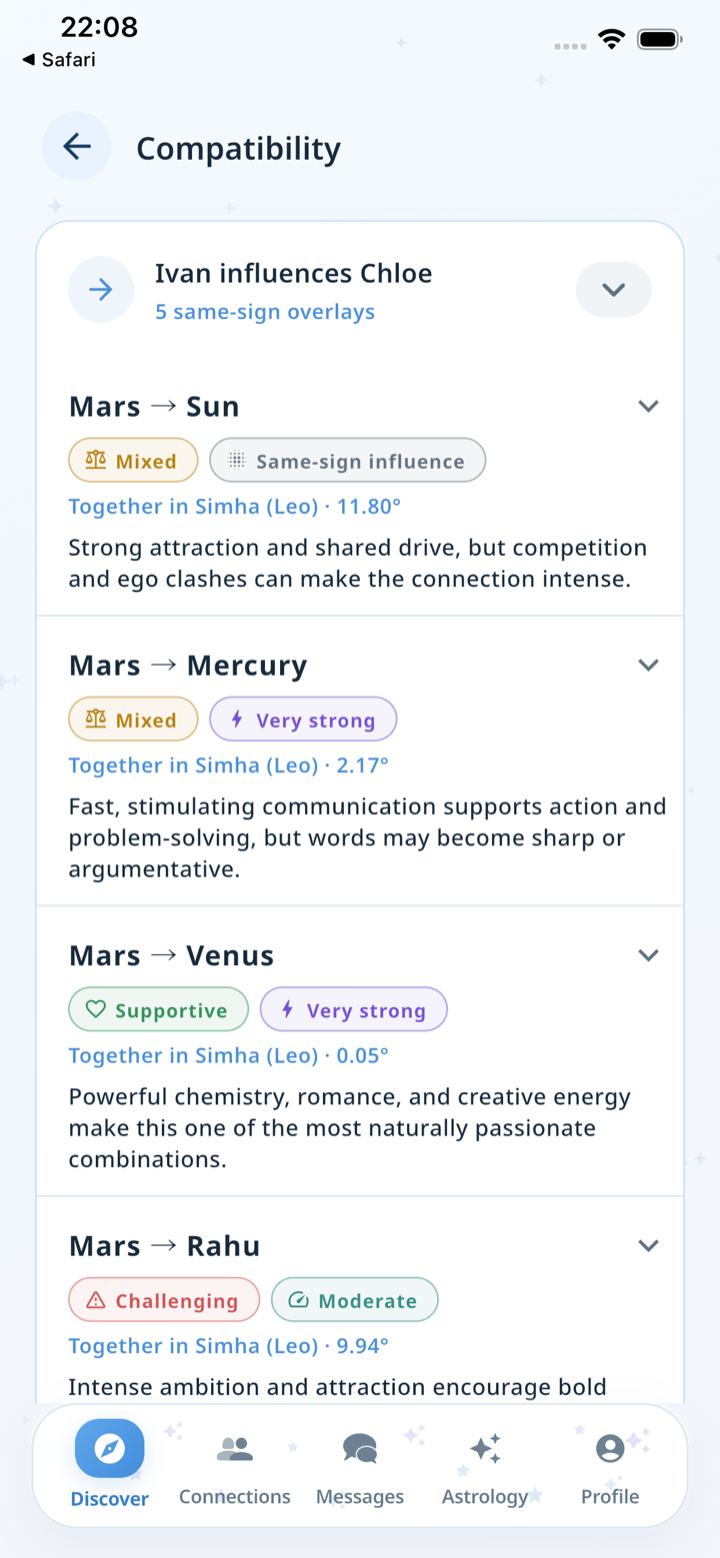Cosmingle planetary overlays screen